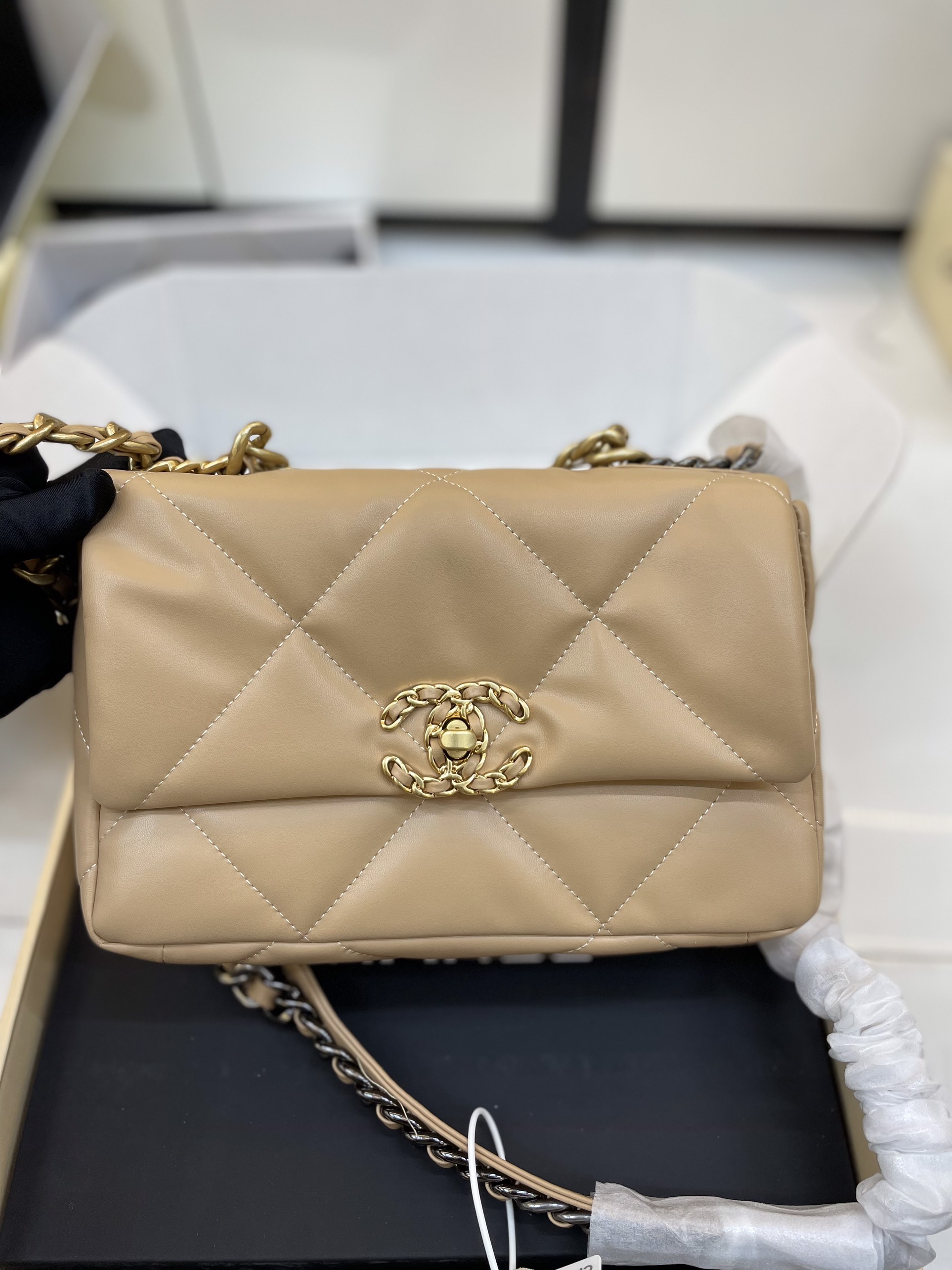 Túi Xách Chanel 19 Super Small Flap Bag Dark Beige Size 26cm